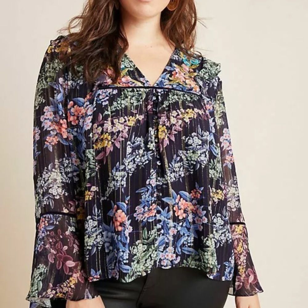 New Anthropologie Vineet Bahl Embroidered Blouse